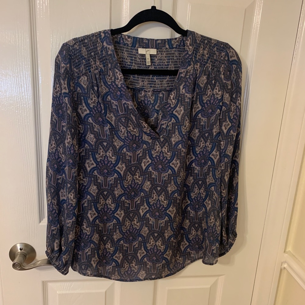 Joie paisley silk long sleeve blouse